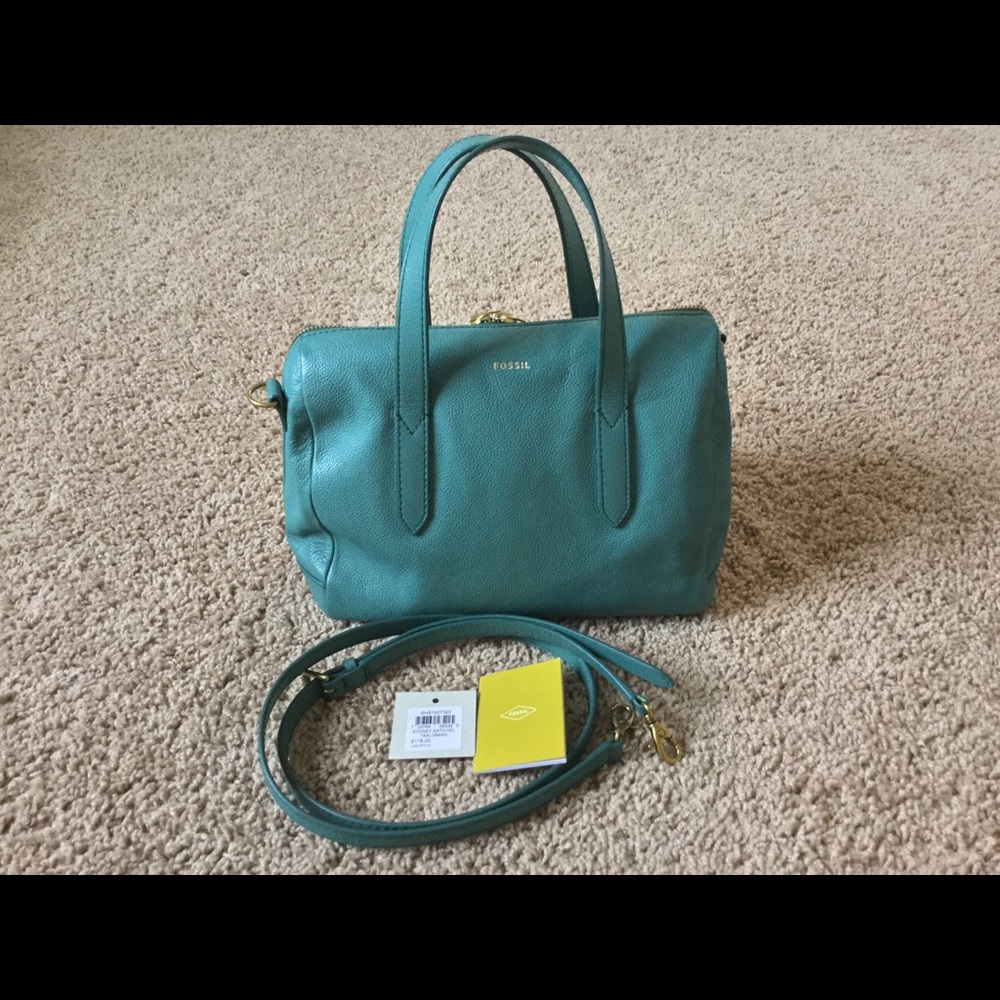 Fossil Sydney satchel in teal green